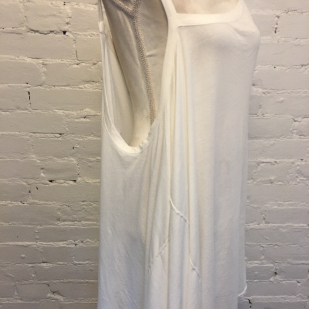 Free est Free People asymmetric hanky hem dress white jersey large - Picture 3 of 8